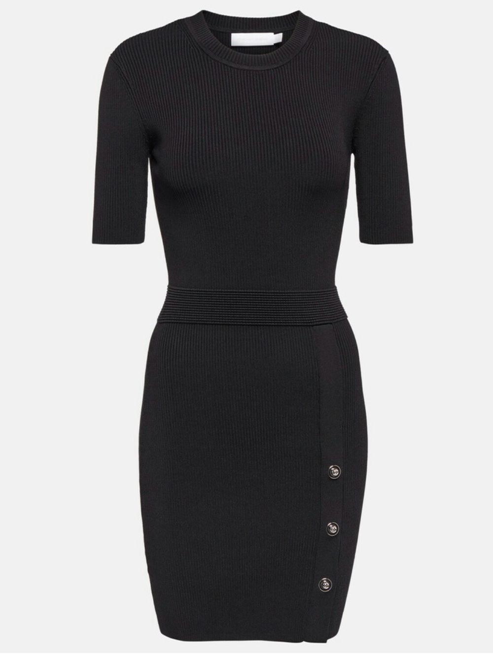 Jonathan Simkhai Black Crawford Ribbed knit Short-Sleeve Bodycon Mini Dress